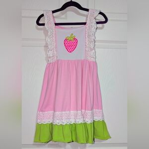 Pink & Green Boutique Strawberry Tunic Top -Sz 8